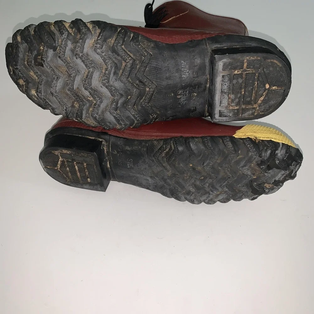 Vintage Ranger Safety Electrical Boots Mens 12 Red Rubber  Steel Toe Made USA